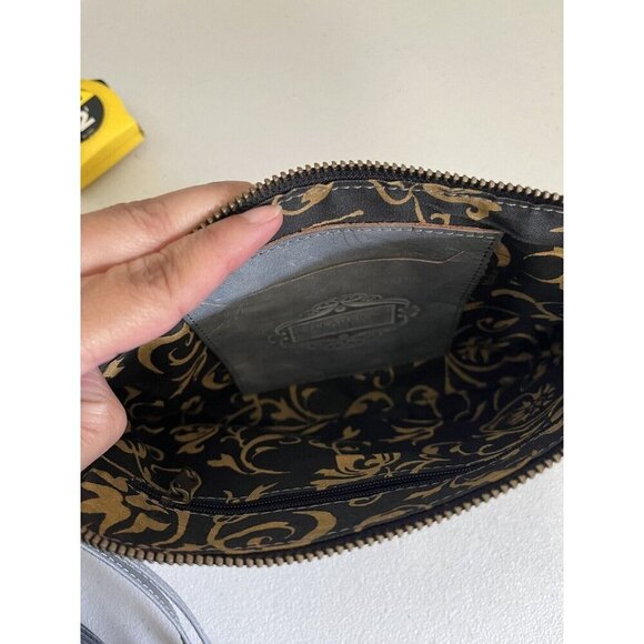Leaders In Leather Wristlet Embossed Gray Leather Small - Picture 7 of 9